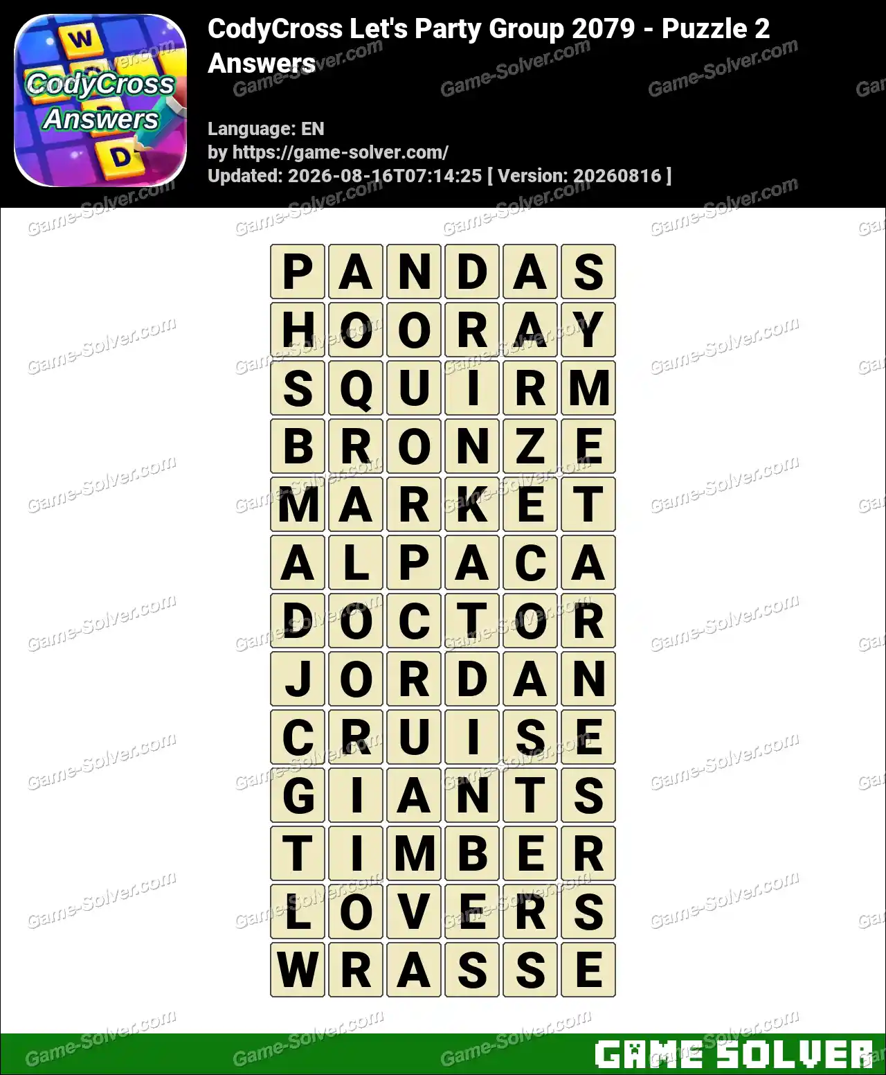 CodyCross Let’s Party Group 2079 – Puzzle 2 Answers